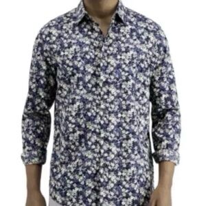 Alfani Men’s Blue Floral Button Up Shirt Size S